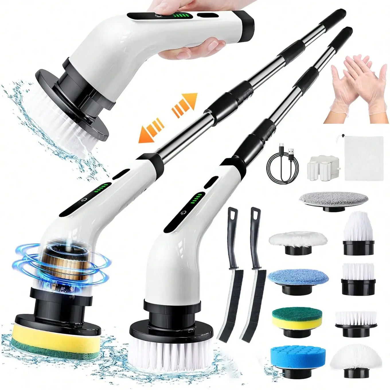 HRS Haven™ 9-in-1 Electric Spin Scrubber – Cordless Deep Cleaning Brush with Adjustable Handle