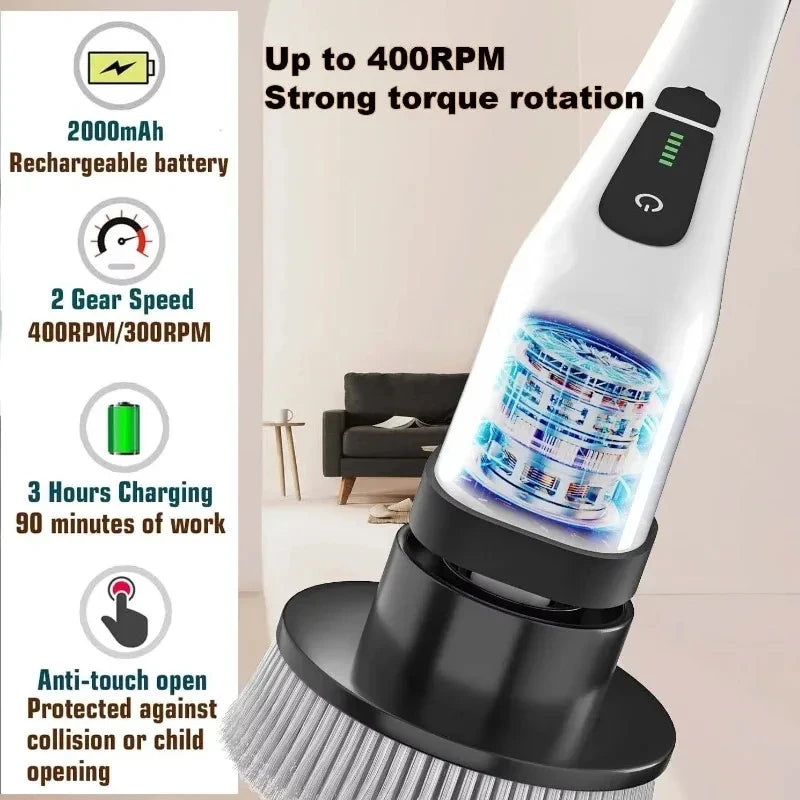 Cordless Electric Spin Scrubber, Household Multipurpose Power Brush for Kitchen Bathroom Tile Grout Cleaning