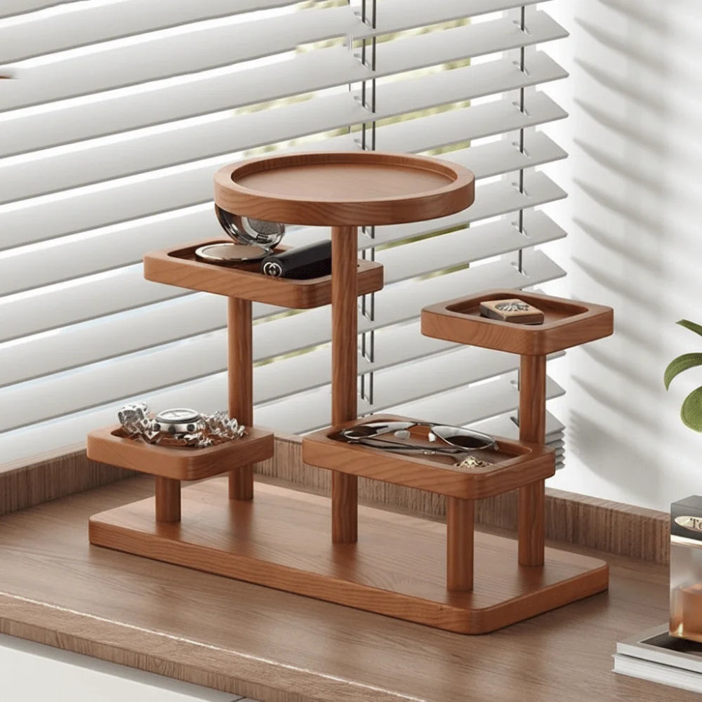 Large Capacity Wooden Storage Rack Decorative Waterproof Jewelry Display Rack Space Saving Moisture-proof