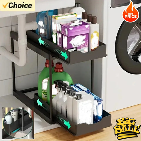2-Tier Pull-Out Under Sink Organizer for Kitchen and Bathroom