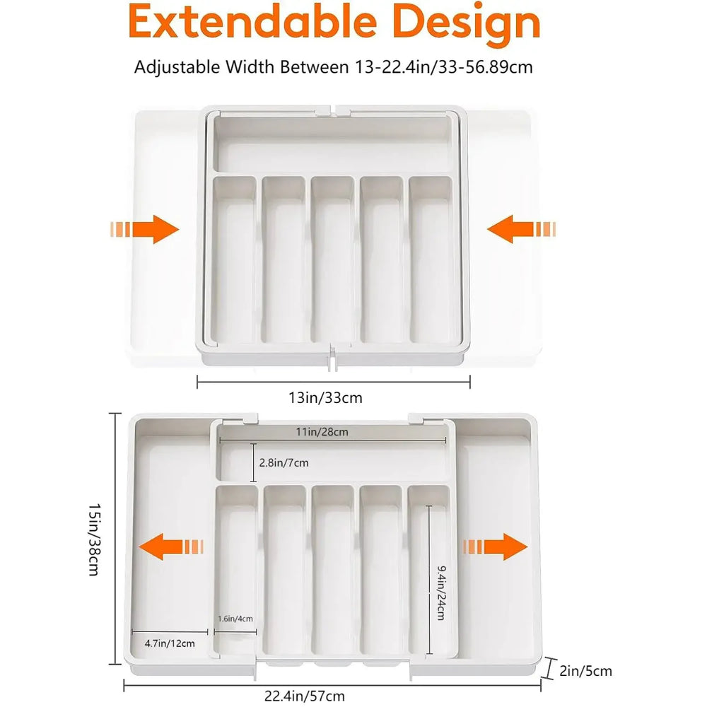 Expandable Kitchen Drawer Organizer with Adjustable Dividers