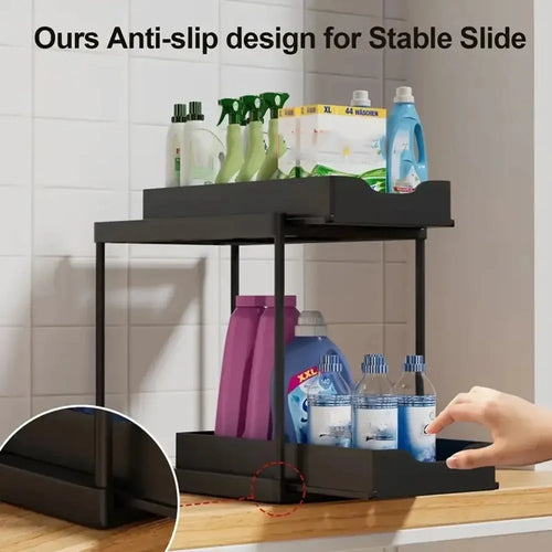 2-Tier Pull-Out Under Sink Organizer for Kitchen and Bathroom