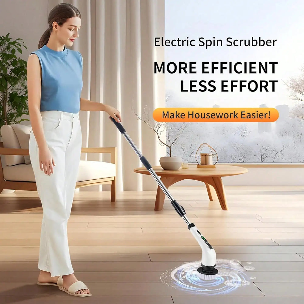 HRS Haven™ 9-in-1 Electric Spin Scrubber – Cordless Deep Cleaning Brush with Adjustable Handle